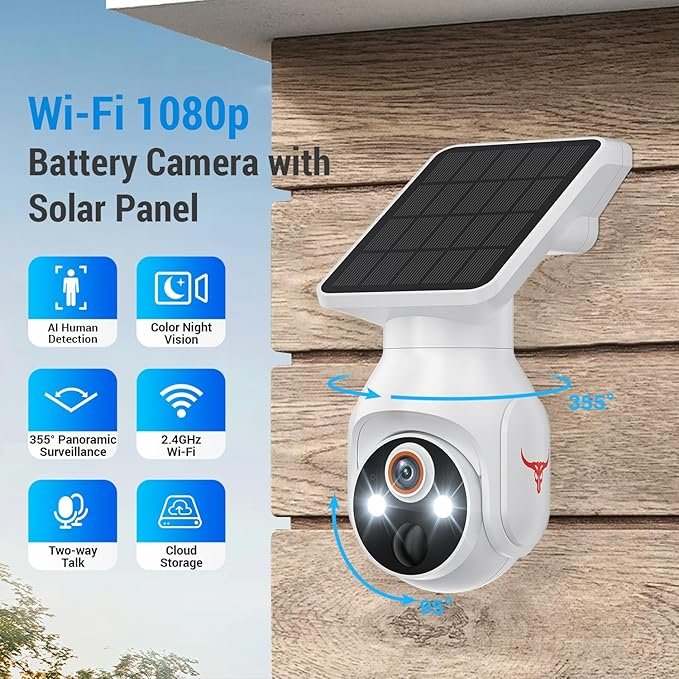 Drahtlose Solar-Sicherheitskamera für den Außenbereich, 1080P batteriebetriebene WiFi-Überwachung, Menschenerkennung, Farbnachtsicht, 2,4G WiFi, Live-Ansicht und Cloud-Speicher - Image 5